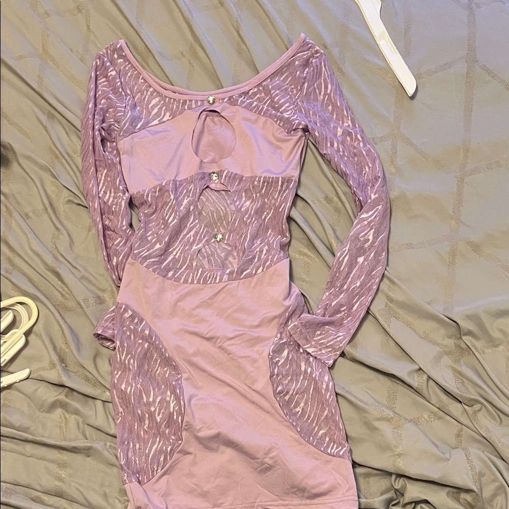 PrettyLittleThing Lavender Long Sleeve Dress